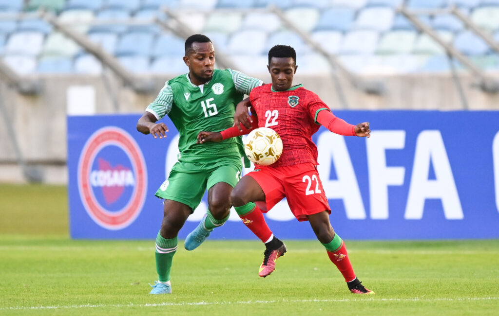 Youssouf Bacar Ali avec les Comores face au Malawi à la Cosafa Cup 2023